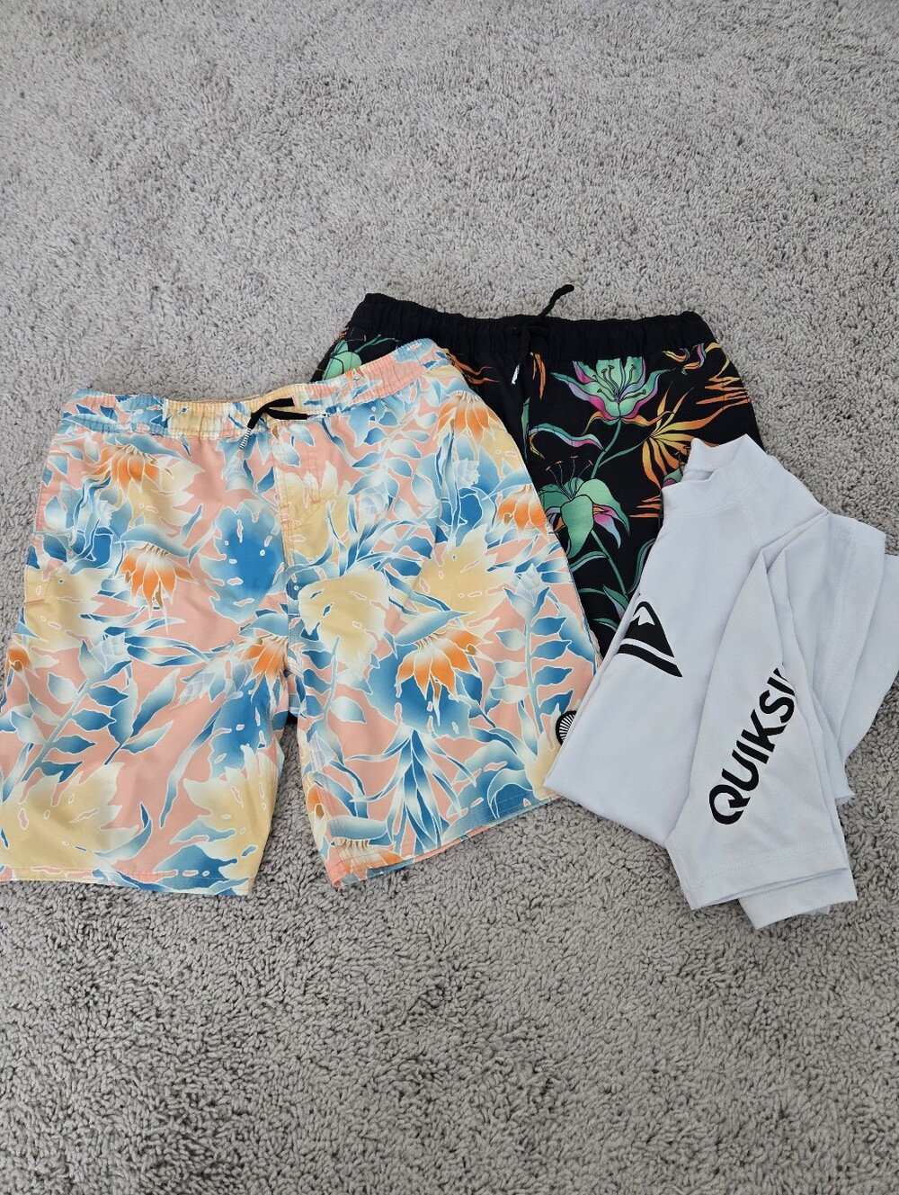 Quiksilver White Rash Guard Volcom Swim Shorts